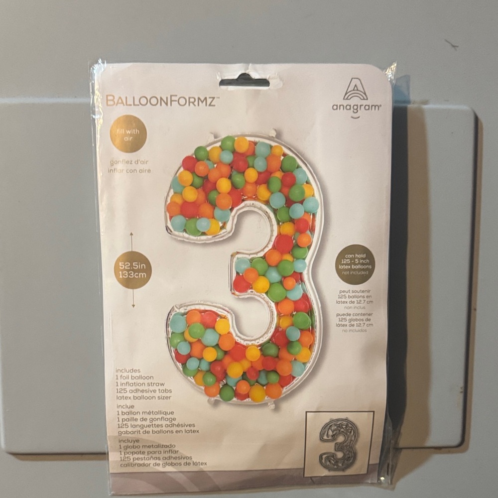 BalloonFormz Number 3 Balloon - Multicolor